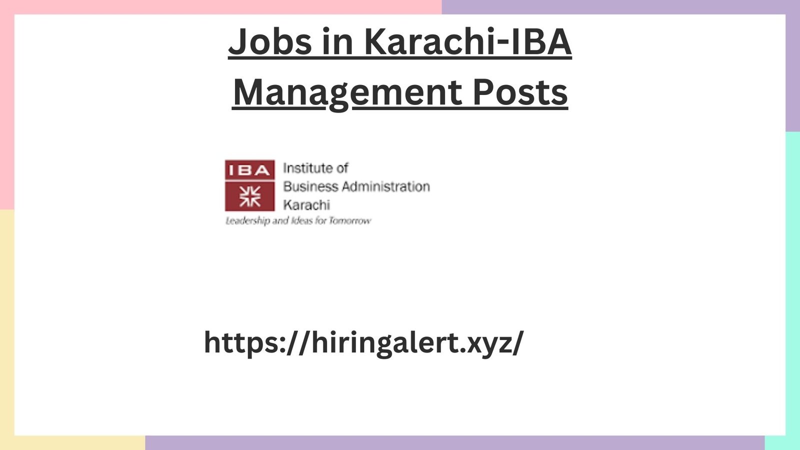 Jobs in Karachi-IBA Management Posts